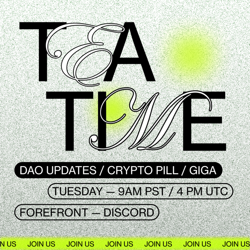 ⓣⓞⓜⓞⓡⓡⓞⓦ

Come by and say hello, join in our conversations, chat, or just chill. It's a great way to get to know our community and hear what we're up to! 👀
9 AM PST.

+ DAO updates
+ vibez
+ Giga dust ✨ 
+ W3CR updates 