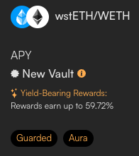 The following new @AuraFinance vaults have been launched in a guarded state with a $1m total deposit cap on each.

➡️ rETH/WETH
➡️ wstETH/WETH

Deposit your @Balancer LP tokens now.

👉<a style='color: rgb(29,161,242); font-weight:normal; text-decoration: none' href='https://app.badger.com/' target='_blank'>app.badger.com</a>

Both of these vaults distribute Yield Bearing Rewards.

👇 